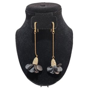 INC Fabric Petal Drop Earrings with Pave style stones